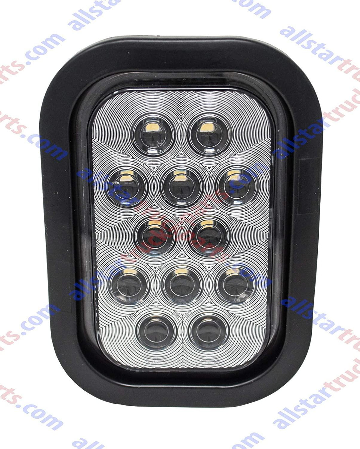 [ALL STAR TRUCK PARTS] 5x3" 4x Red 2xWhite Rectangle 12 LED Stop/Turn/Tail & Backup/Reverse Truck Trailer Hitch Light Grommet & 3 Wire Pigtail Plug Kit