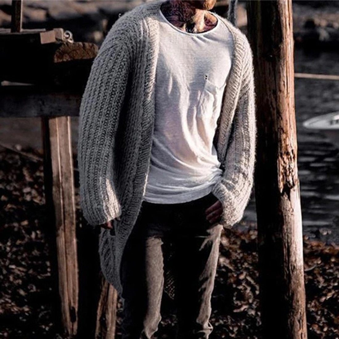 New Arrival Men Autumn Sweater Fashion Pattern Design Korean Style Long Sleeve