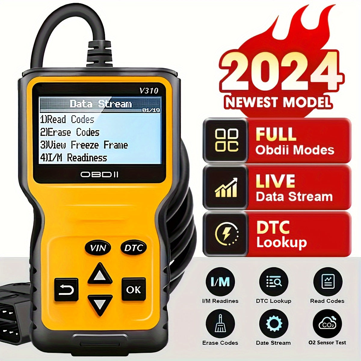 Car OBD2 Scanner Code Reader Engine Fault Code Reader Scanner CAN Diagnostic Scan Tool For All OBD II Protocol Cars Since 1996