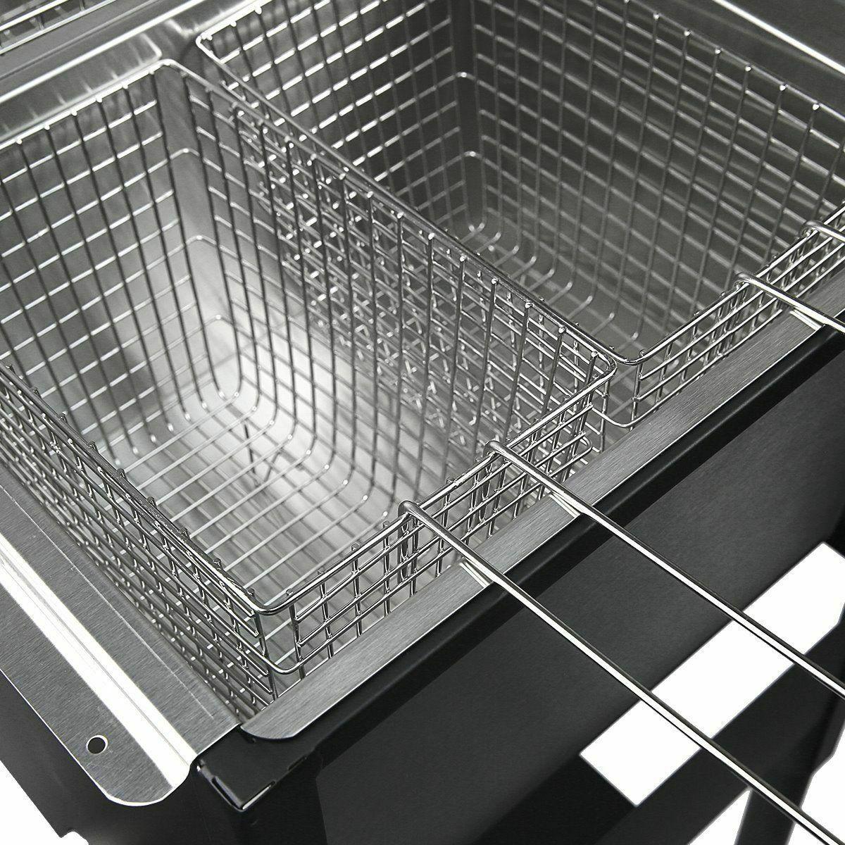 2-Burner Propane LPG Camping Stove basket Gas Double Deep Fryer Cooker Outdoor