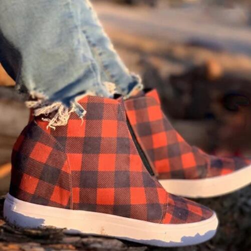 Women's Canvas Zipper Wedges Shoes