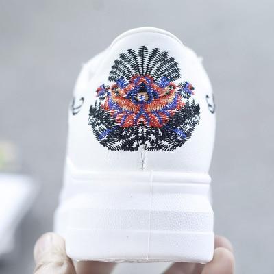 Embroidered Breathable Hollow Lace-Up Sneakers