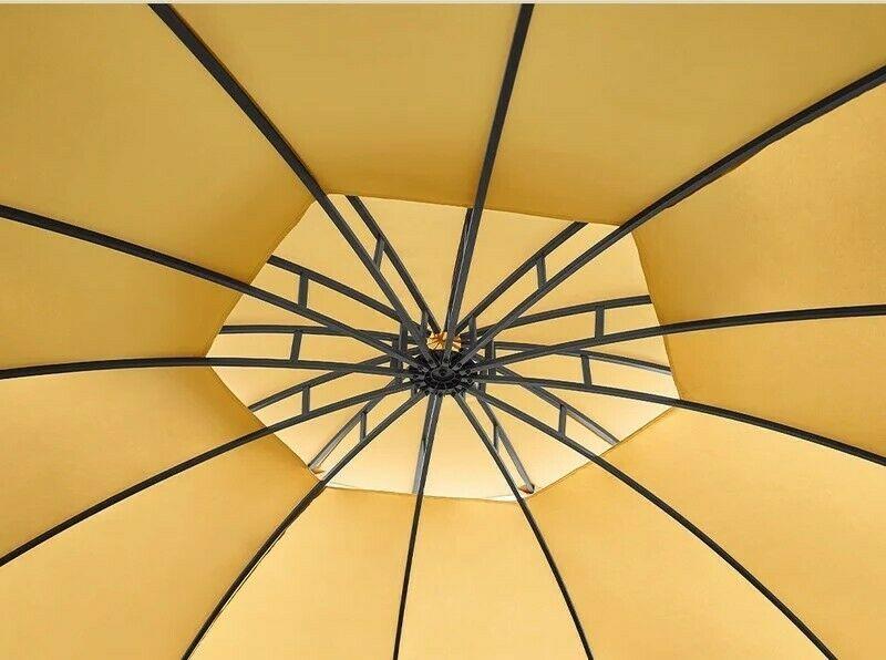 Garden Gazebo 11.5' Waterproof Canopy Durable Steel Frame Curtains Round Pergola