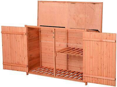 Fir Wood Storage Shed with 2 Loackable Doors, Waterproof Outdoor Tool Organizer