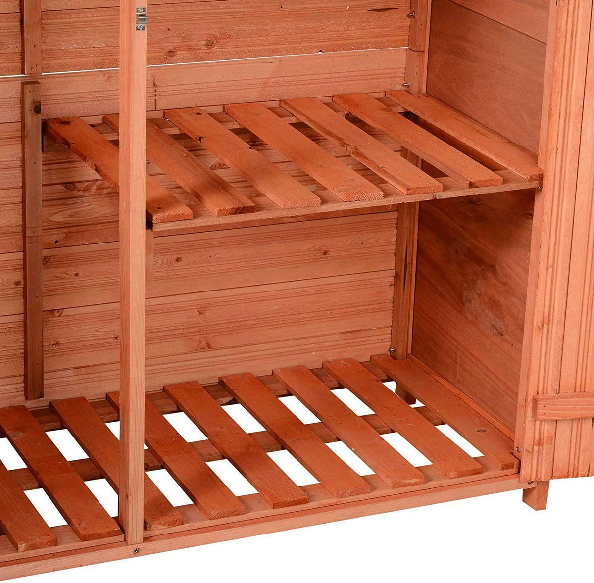 Fir Wood Storage Shed with 2 Loackable Doors, Waterproof Outdoor Tool Organizer