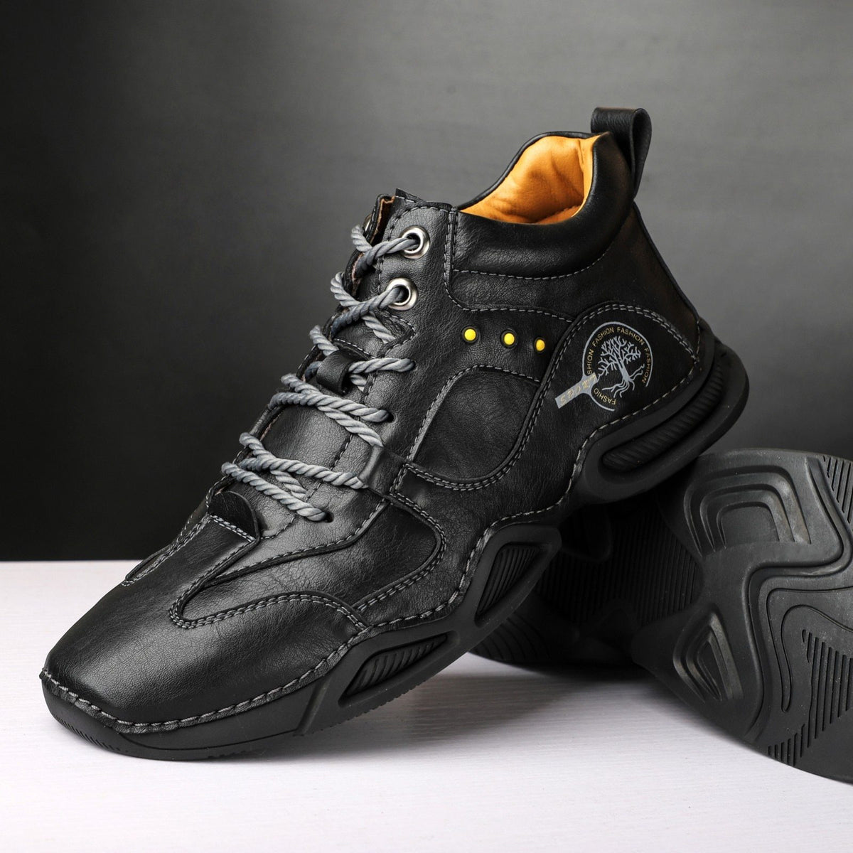 Men Hand Stitching Microfiber Leather Soft Ankle Boots