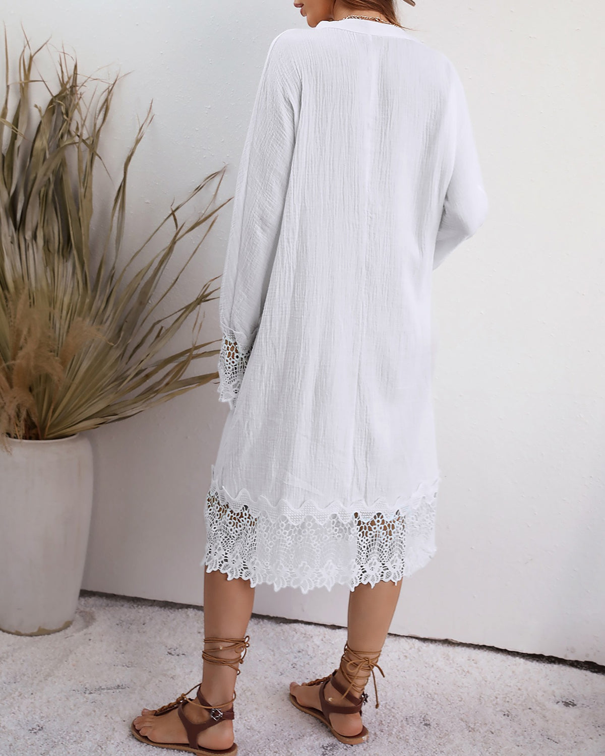 Lace Patch Button Design Casual Dress