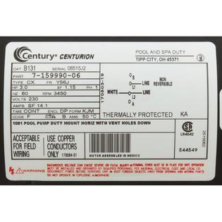 Motor, Century, 3.0hp, 230v, 1-Spd, 56Jfr, C-Face Thd