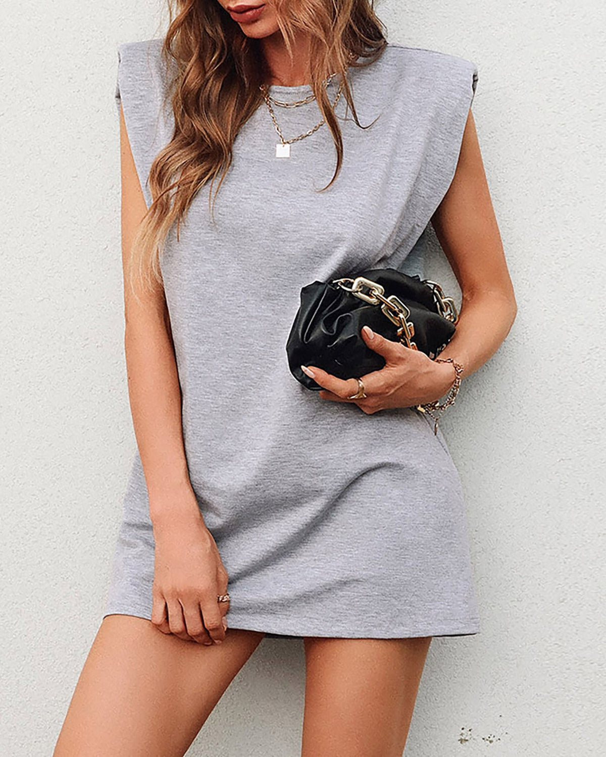 Plain Sleeveless Mini Casual Dress