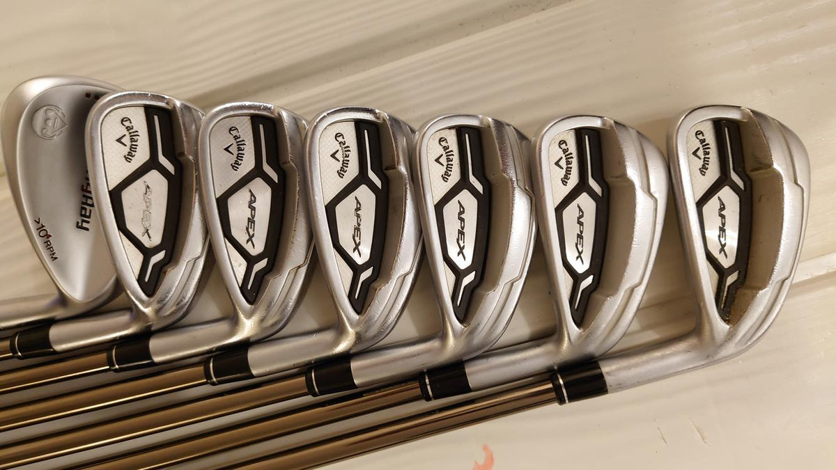 Used Men's Callaway Right Handed Apex CF16 Iron Set Stiff Flex Graphite recoil Shaft