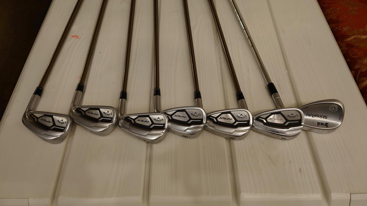 Used Men's Callaway Right Handed Apex CF16 Iron Set Stiff Flex Graphite recoil Shaft