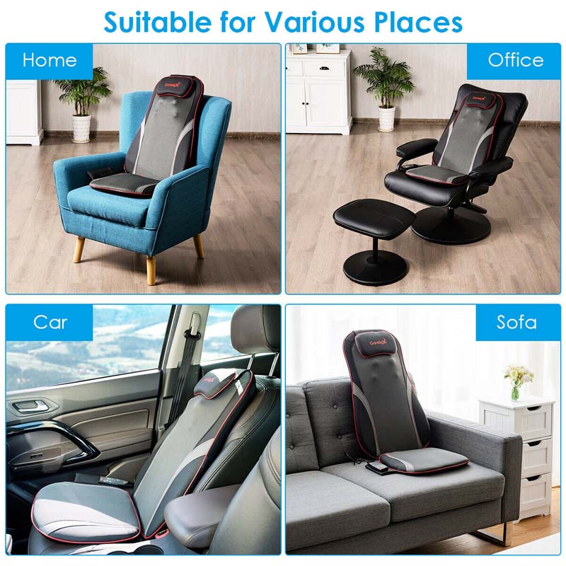 Shiatsu Back Massager with Heat, Full Back &amp; Hip Muscle Pain Relief, Massage Seat Cushion for Home and Office Chair Use