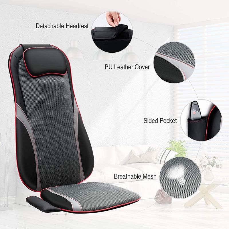 Shiatsu Back Massager with Heat, Full Back &amp; Hip Muscle Pain Relief, Massage Seat Cushion for Home and Office Chair Use