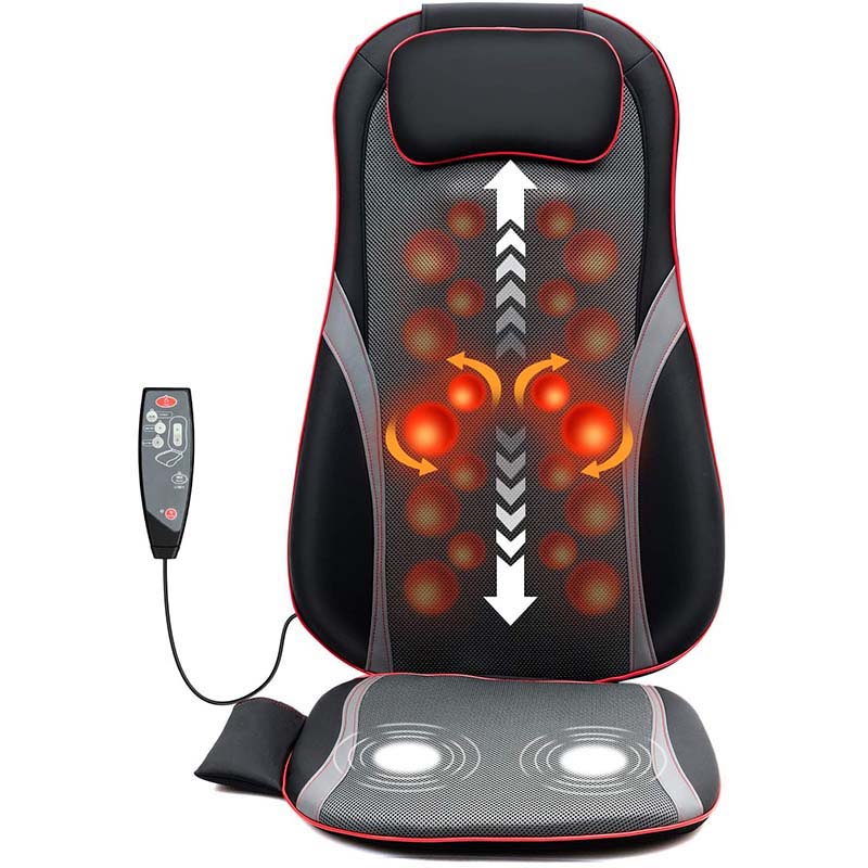 Shiatsu Back Massager with Heat, Full Back &amp; Hip Muscle Pain Relief, Massage Seat Cushion for Home and Office Chair Use