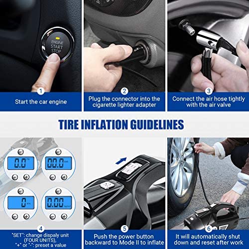 VARSK 4-in-1 Car Vacuum Cleaner, Tire Inflator Portable Air Compressor