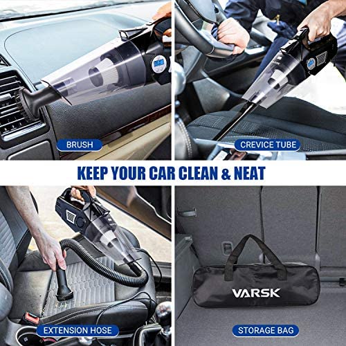 VARSK 4-in-1 Car Vacuum Cleaner, Tire Inflator Portable Air Compressor