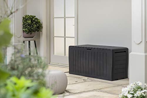 Keter Marvel Plus 71 Gallon Resin Outdoor Storage Box for Patio Furniture Cushion Storage, Brown