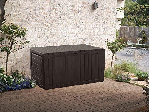 Keter Marvel Plus 71 Gallon Resin Outdoor Storage Box for Patio Furniture Cushion Storage, Brown
