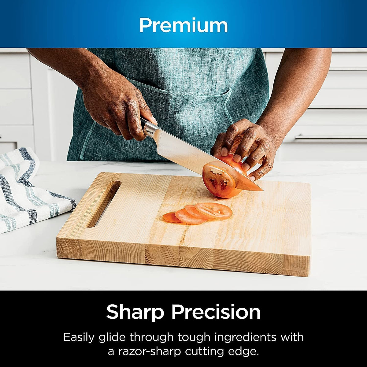Ninja K32021 Foodi NeverDull 17 Piece Premium Knife System Block Set with Built-in Sharpener, Stainless Steel/Black