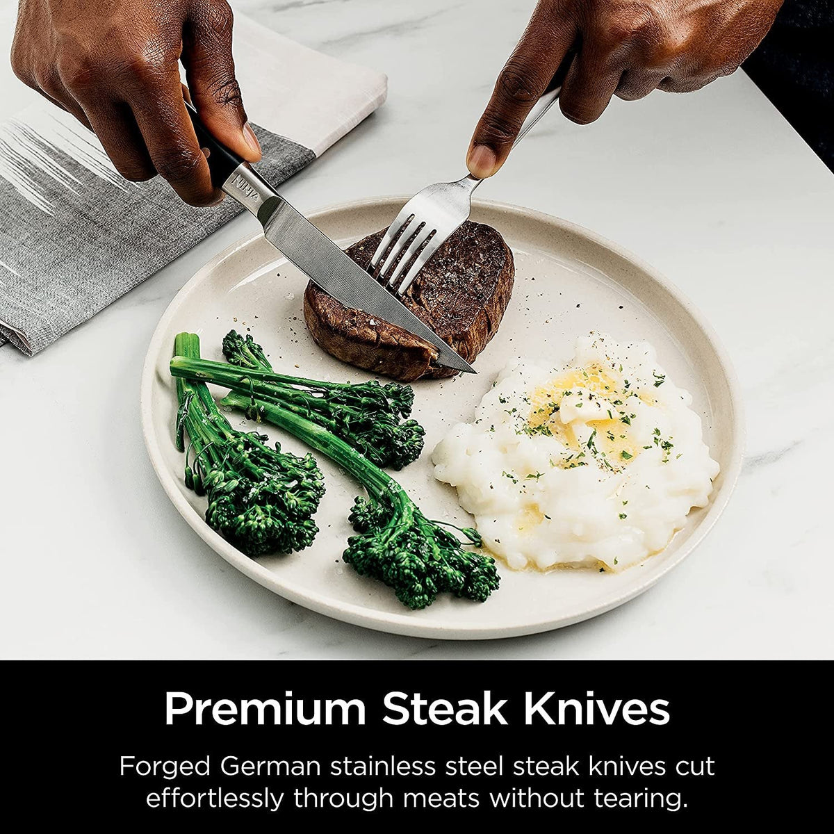 Ninja K32021 Foodi NeverDull 17 Piece Premium Knife System Block Set with Built-in Sharpener, Stainless Steel/Black