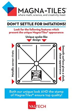 Magna-Tiles 100-Piece Clear Colors Set, Educational Toys