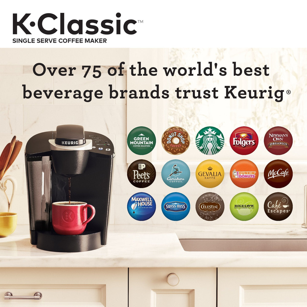 Keurig K-Classic Coffee Maker Single Serve K-Cup Pod Coffee Maker, Black