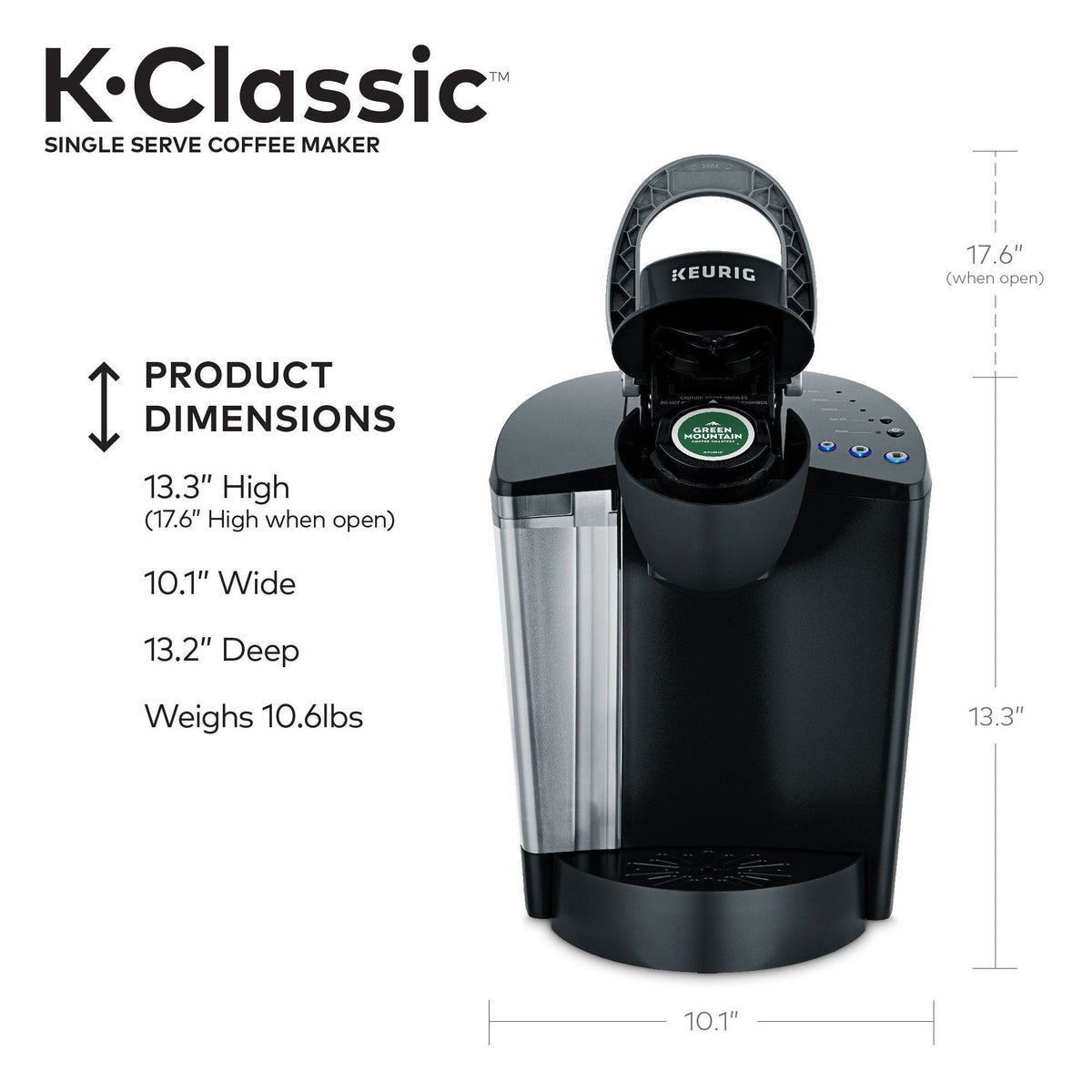 Keurig K-Classic Coffee Maker Single Serve K-Cup Pod Coffee Maker, Black