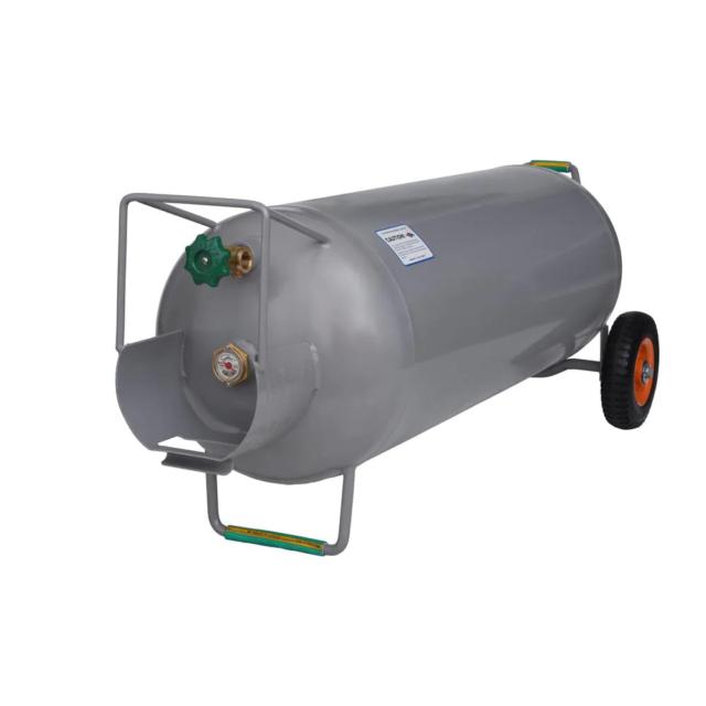 HOG Propane Cylinder 100 lb. Built-In Wheel Refillable Vertically/Horizontally