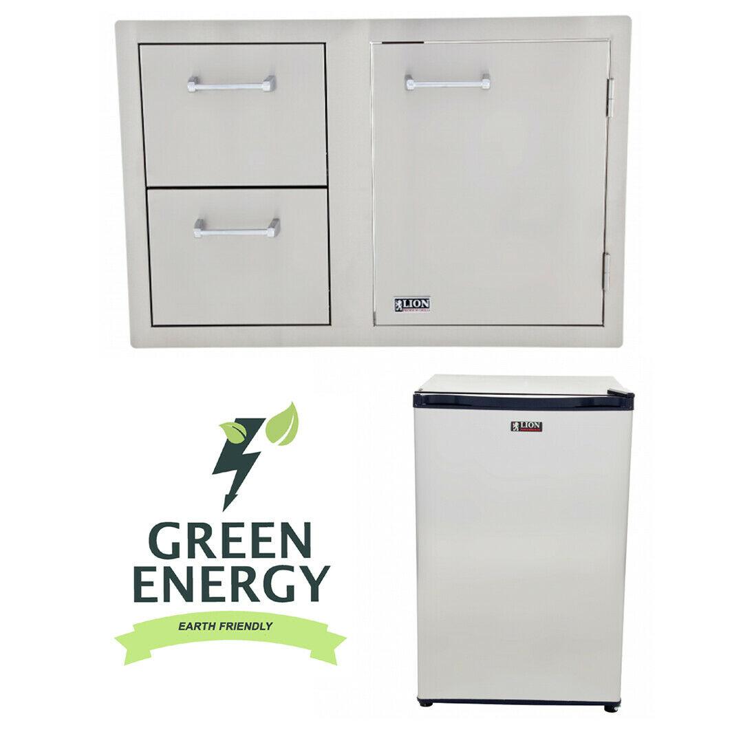 Lion BBQ Combination Door/Drawer and Refrigerator Package Deal