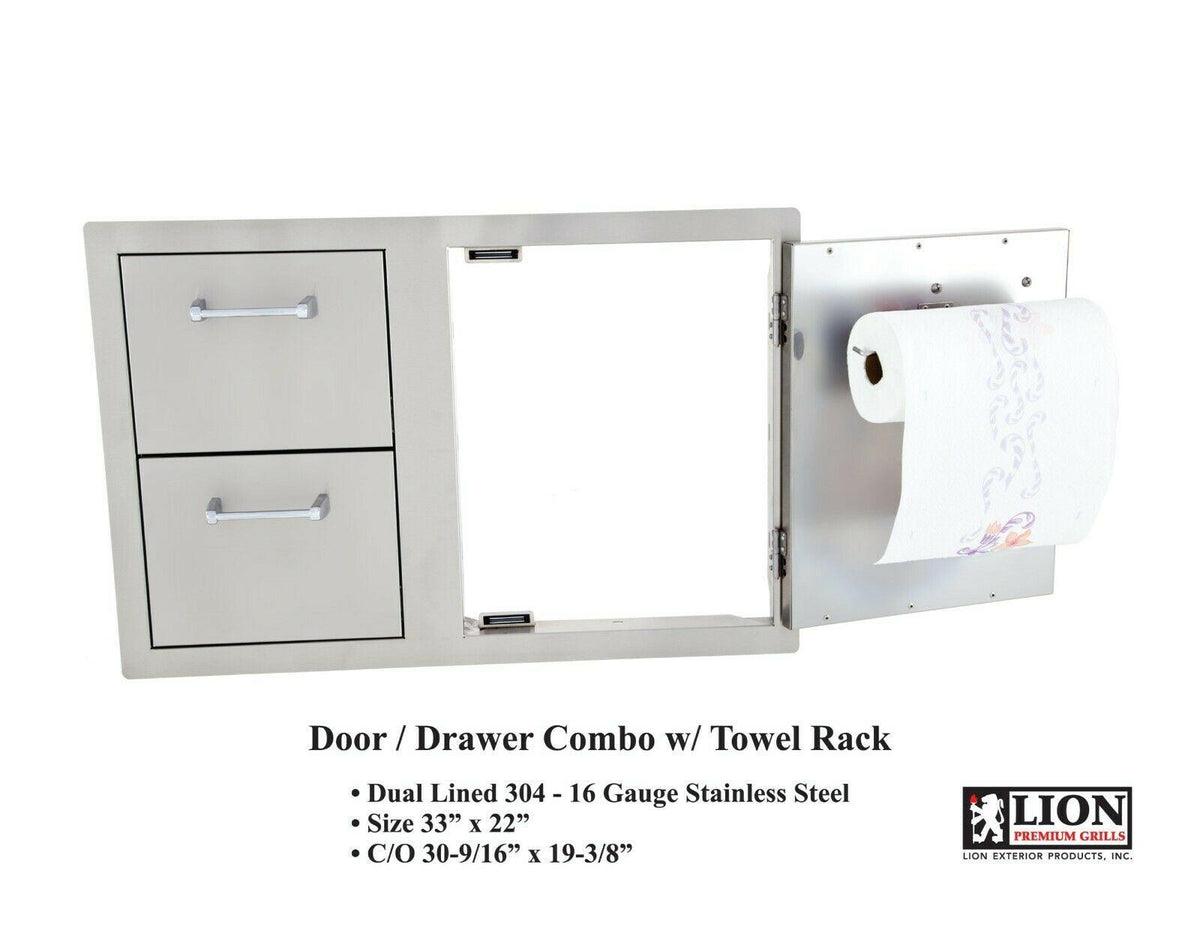 Lion BBQ Combination Door/Drawer and Refrigerator Package Deal
