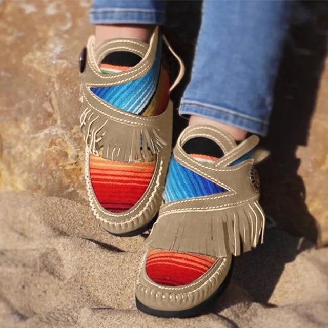 2021 Women's Comfy Flock Sewing Casual Flat Rainbow Boots