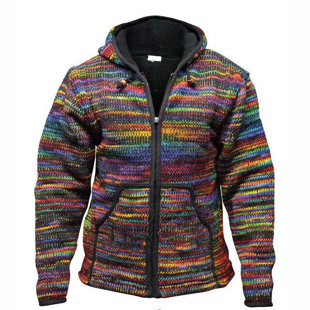 Autumn Winter Men's Hooded Coat Pocket Cardigan Sweater