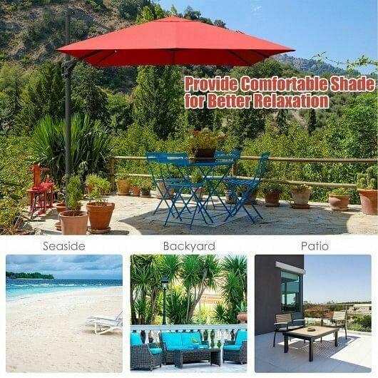 10x13ft Rectangular Cantilever Umbrella with 360 Rotation Function-Orange - Col
