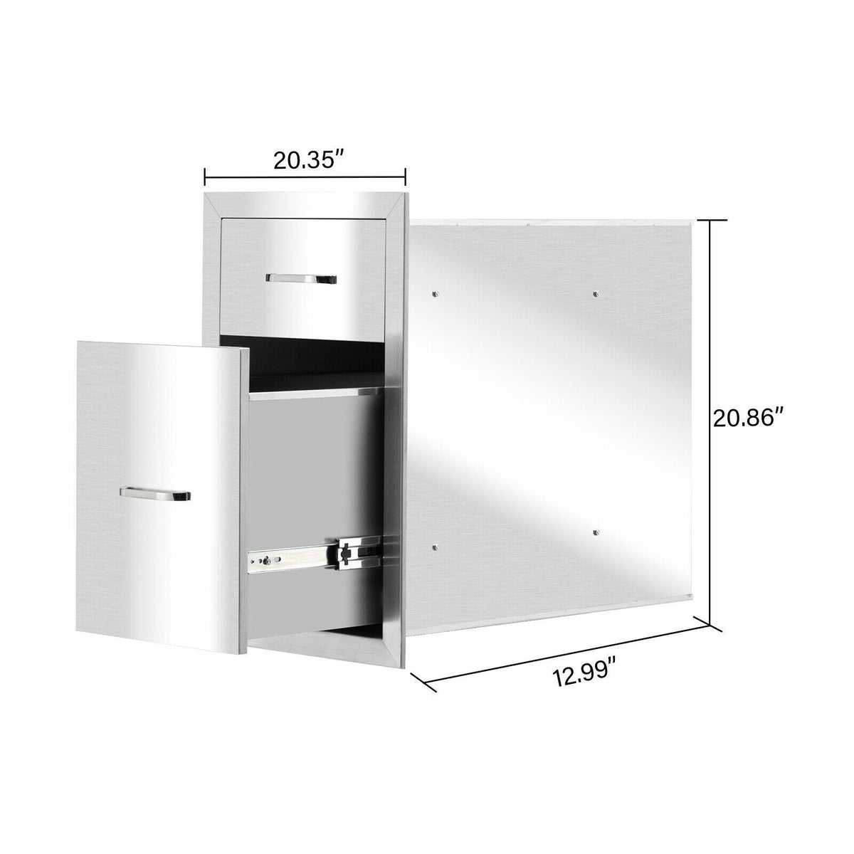 Outdoor Kitchen Drawer Stainless Steel Layer Access Door BBQ 2xDrawer 20x13x20"
