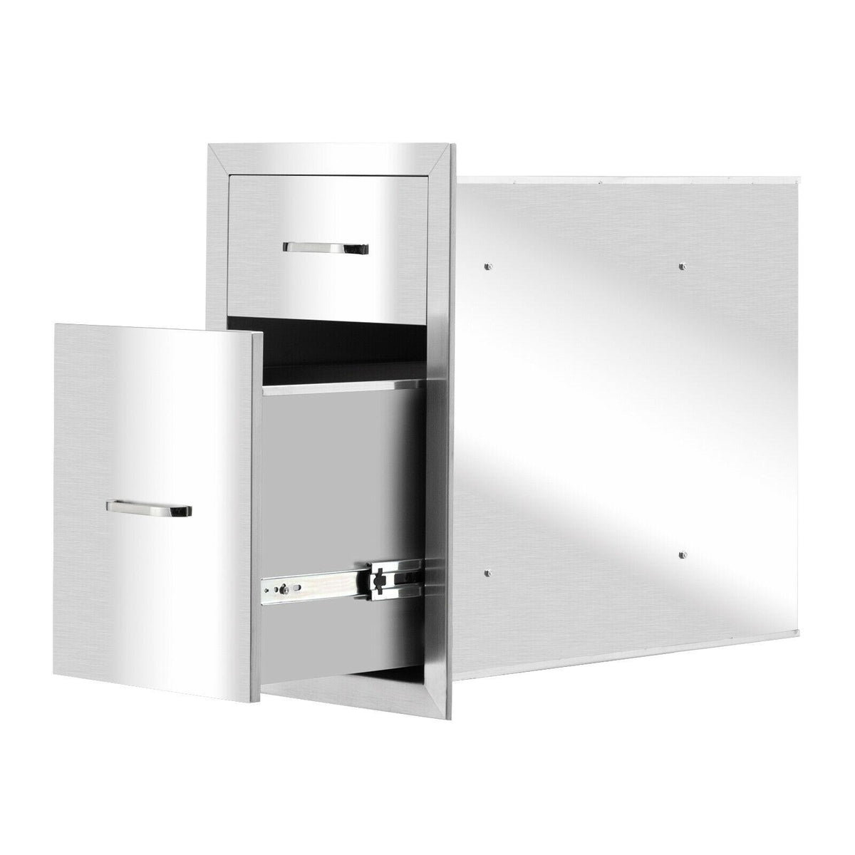 Outdoor Kitchen Drawer Stainless Steel Layer Access Door BBQ 2xDrawer 20x13x20"