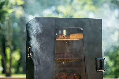 Propane Smoker,Thermostat Control, 40 Inch, chrome-coated Smoking Racks, Black.