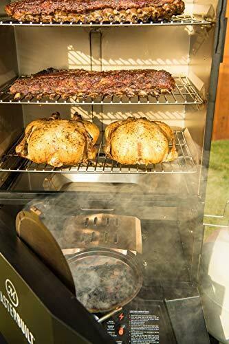 Propane Smoker,Thermostat Control, 40 Inch, chrome-coated Smoking Racks, Black.