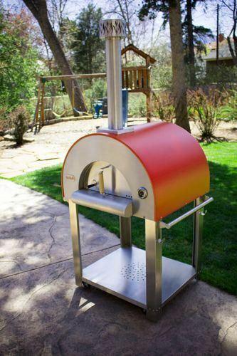 Medio28 Portable Wood Fired Pizza Oven Cart - Red