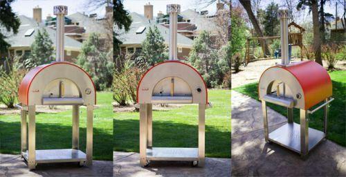 Medio28 Portable Wood Fired Pizza Oven Cart - Red