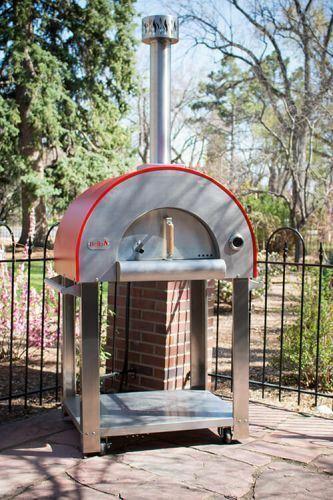 Medio28 Portable Wood Fired Pizza Oven Cart - Red