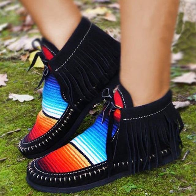 2021 Women's Comfy Flock Sewing Casual Flat Rainbow Boots