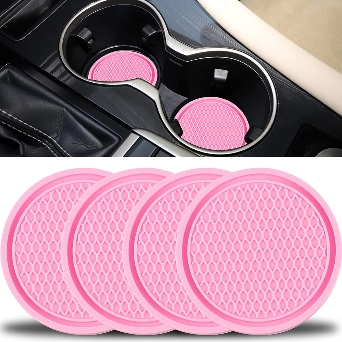 4pcs Car Cup Coasters, Universal Non-Slip Cup Holders Embedded In Ornaments Coaster, Car Interior Accessories Fit Car Accessories