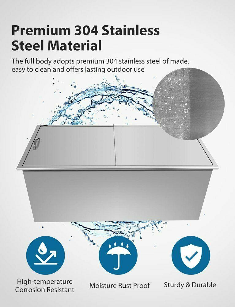 Drop In Ice Chest 36’’L x 18’’W x 14’’H 304 Stainless Steel Drop In Coole