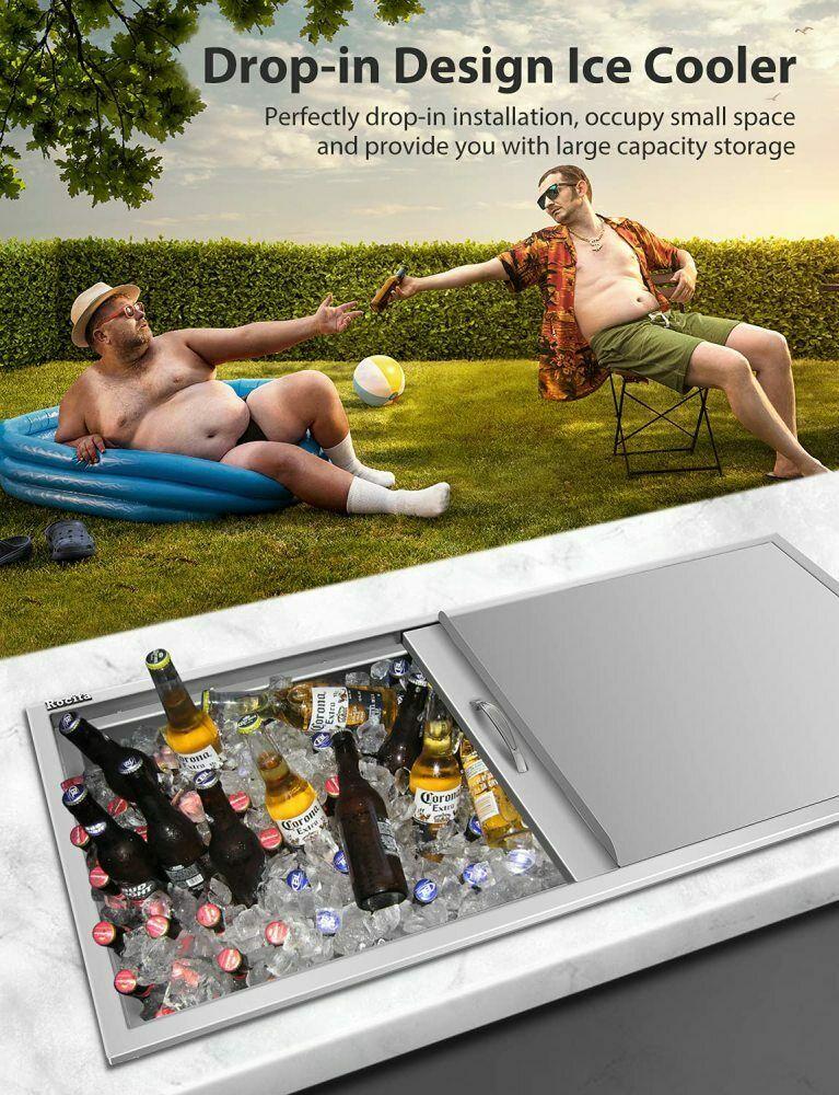 Drop In Ice Chest 36’’L x 18’’W x 14’’H 304 Stainless Steel Drop In Cooler