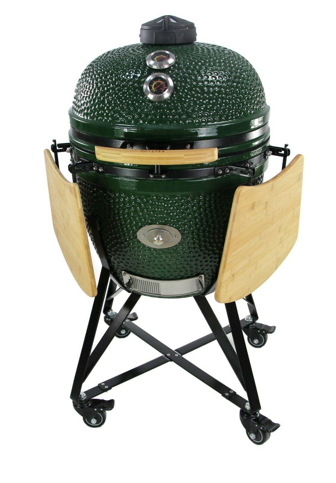 YNNI KAMADO 25.2 inch Grills and Bundles BBQ, Ceramic, Egg, Twin Thermometer Lid