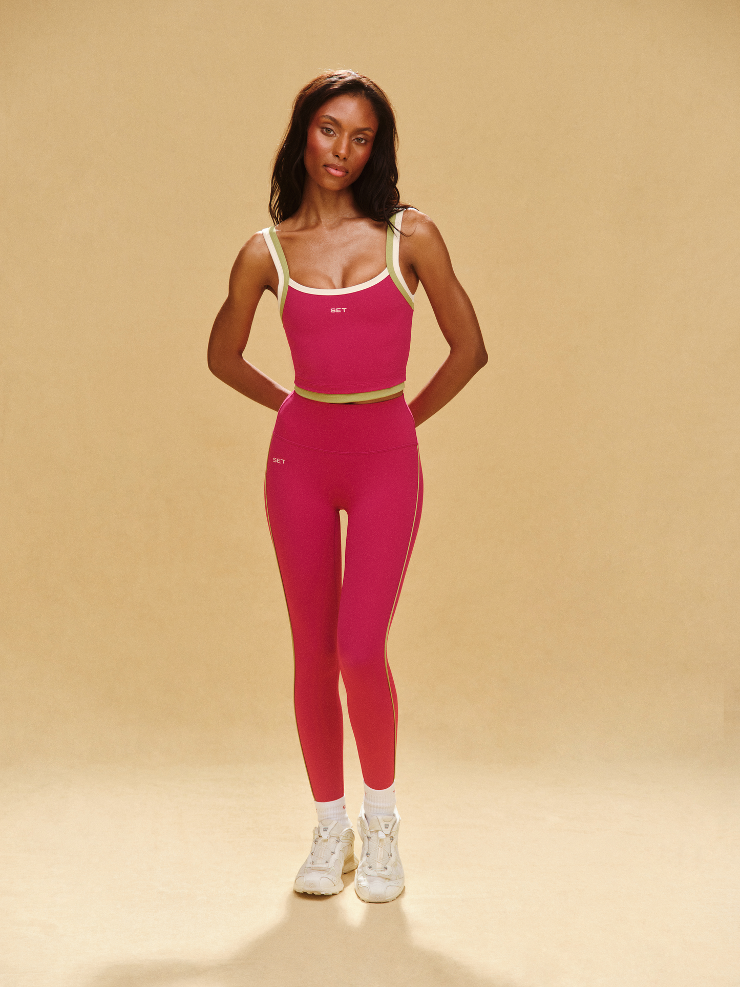 BREATHE 1.0 CONTRAST DOUBLE STRAP TANK - HIBISCUS