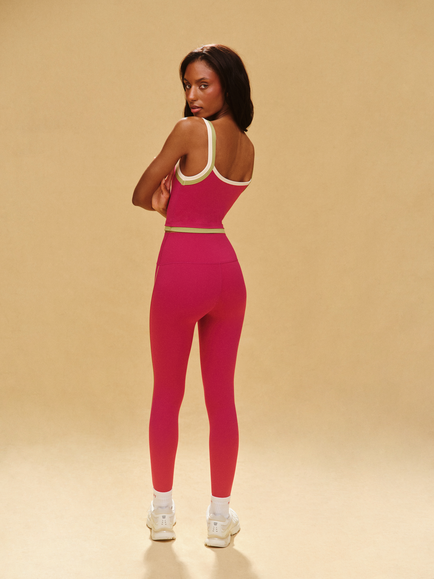 BREATHE 1.0 CONTRAST DOUBLE STRAP TANK - HIBISCUS
