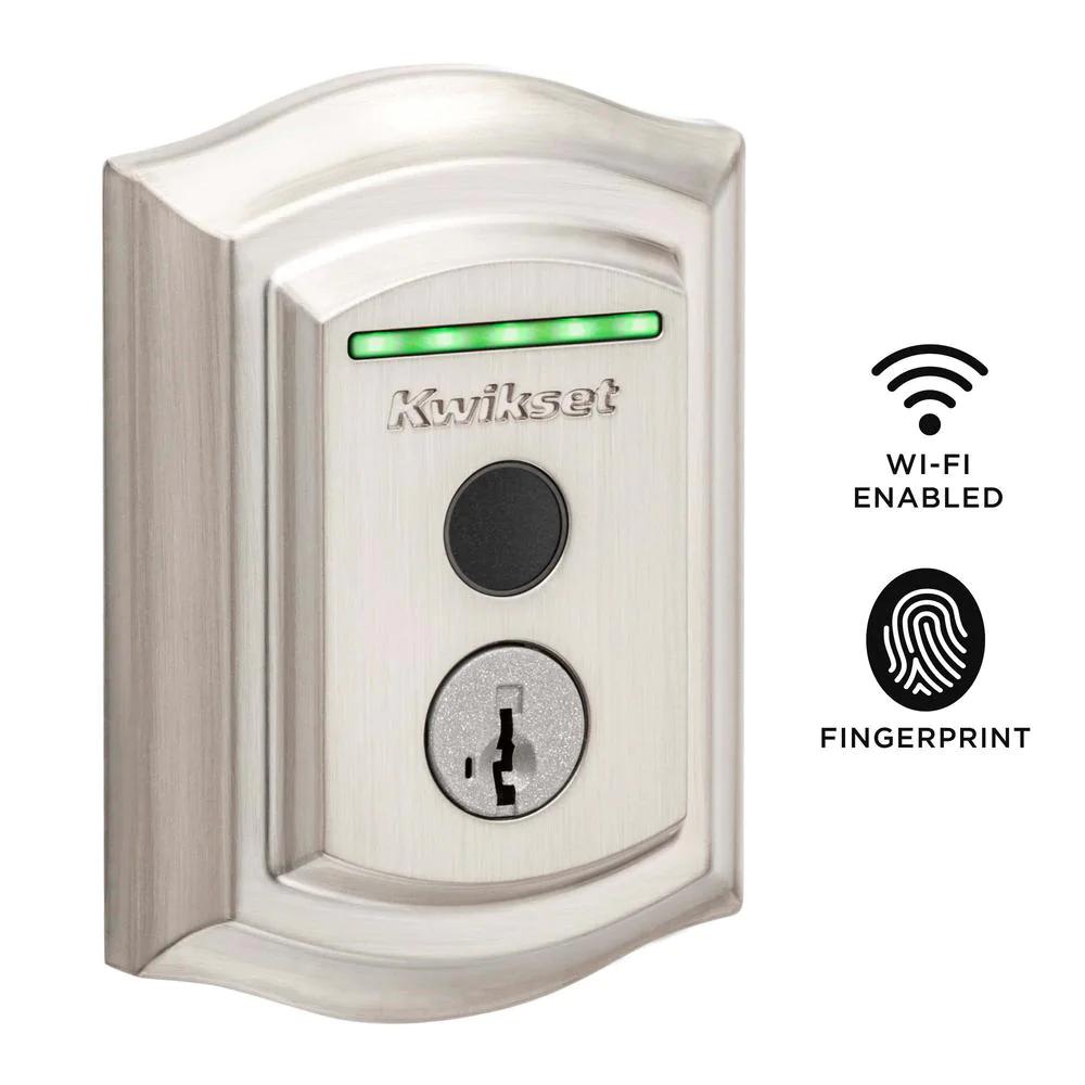Halo Touch Satin Nickel Traditional Fingerprint Wi-Fi Electronic Smart Lock Deadbolt Featuring SmartKey Security