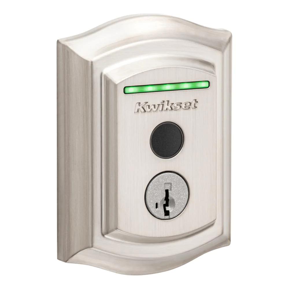 Halo Touch Satin Nickel Traditional Fingerprint Wi-Fi Electronic Smart Lock Deadbolt Featuring SmartKey Security
