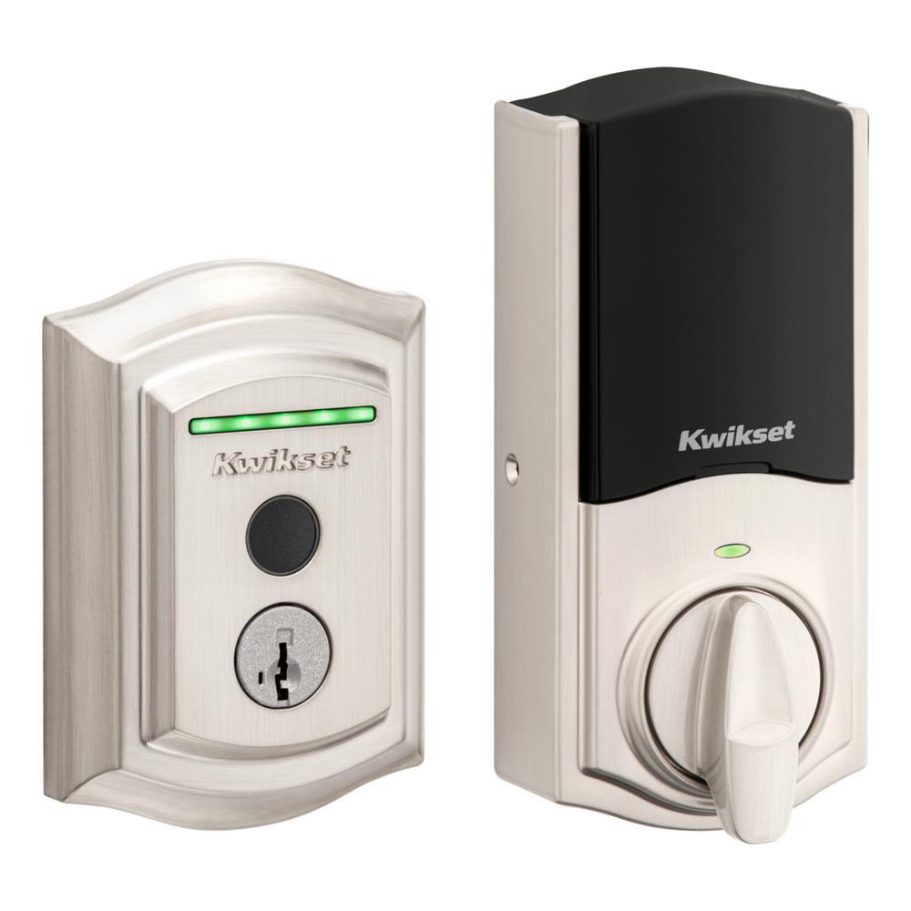 Halo Touch Satin Nickel Traditional Fingerprint Wi-Fi Electronic Smart Lock Deadbolt Featuring SmartKey Security